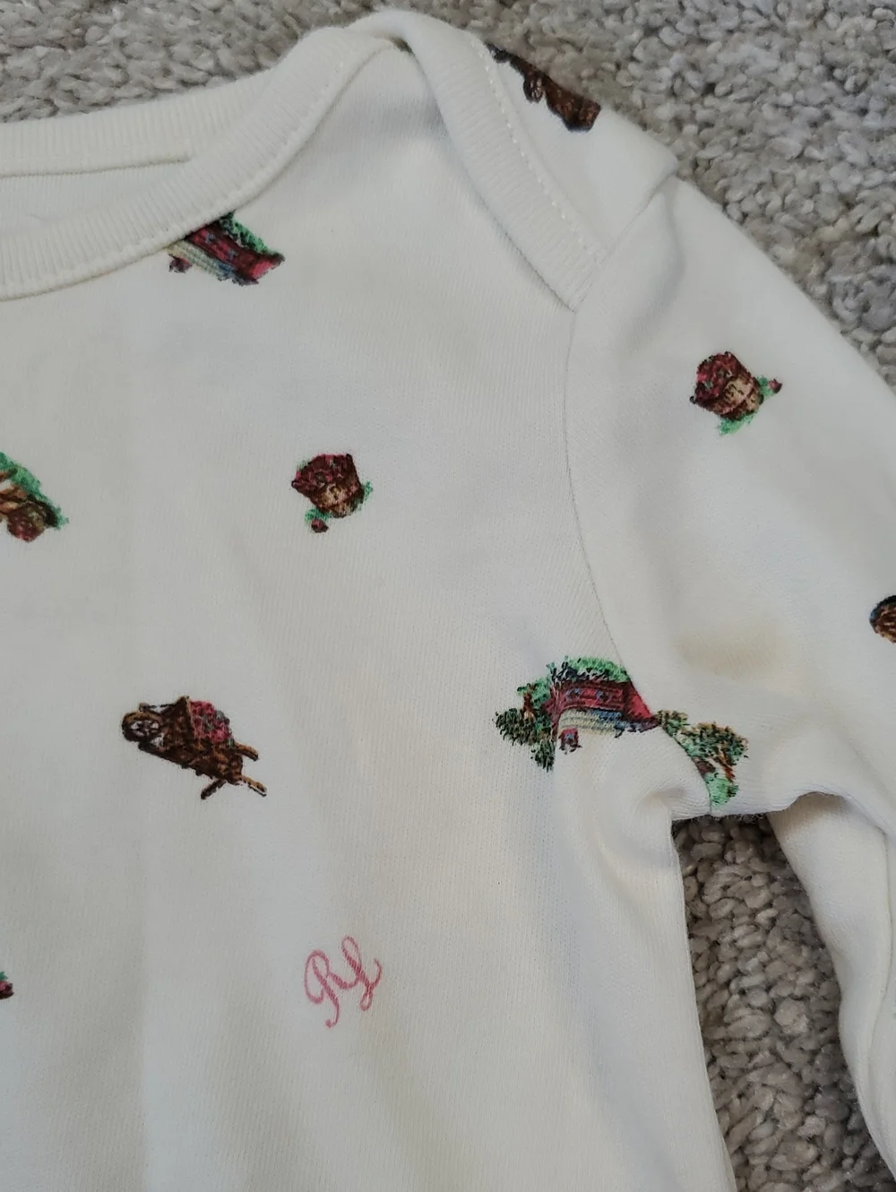 Polo Ralph Lauren Pajama Set - Long Sleeve. Polo Bear Print. 6 Months